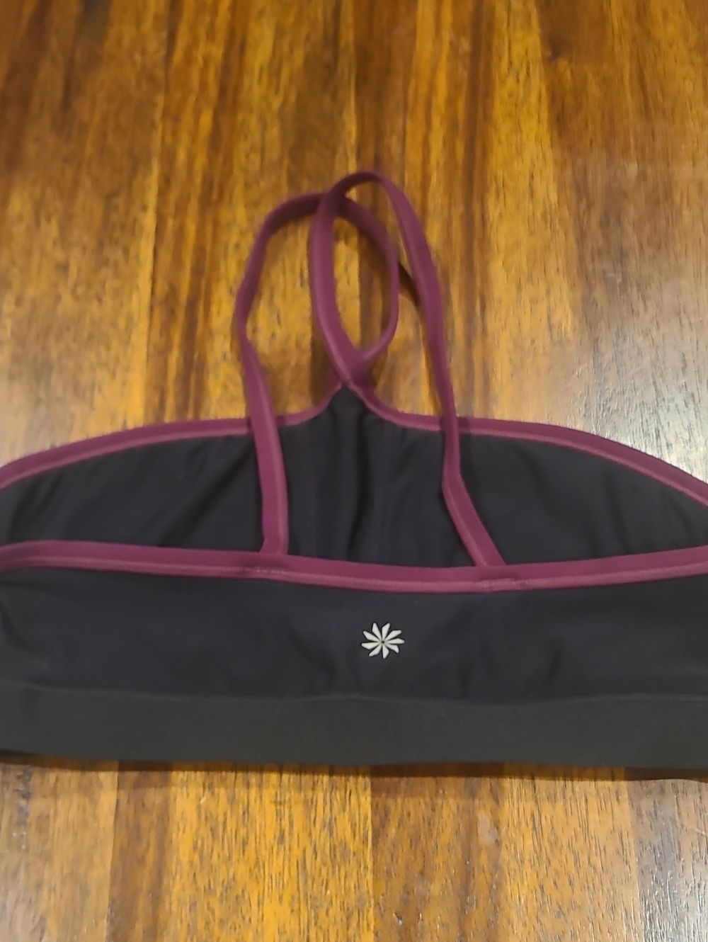 Athleta black and burgundy strappy Sports Bra Med